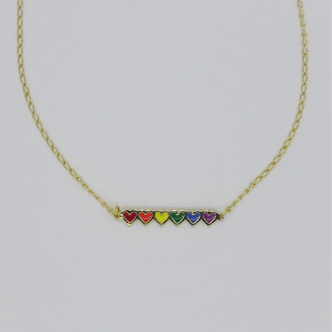 Rainbow Hearts 18k Gold Plated Necklace
