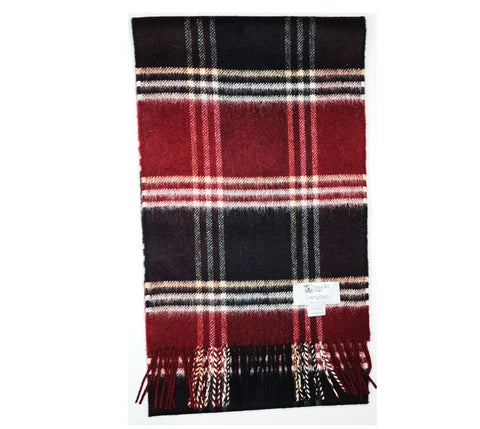 Red and Black Check Luxury Cashmere Scarf Made in Scotland Sustainable Fashion