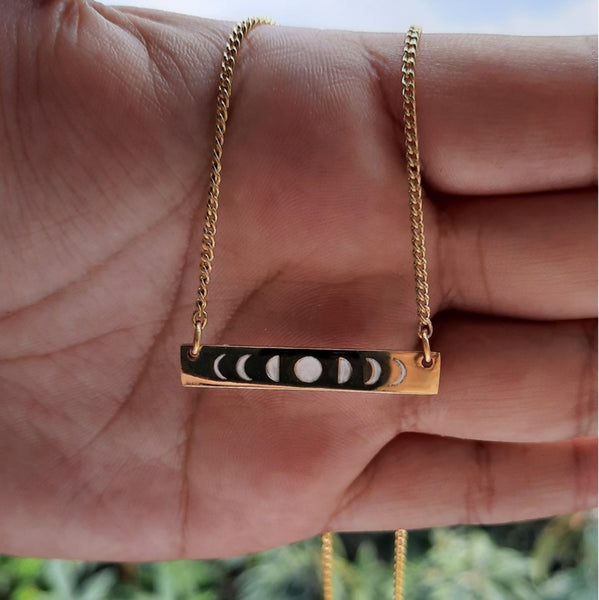 Moon Phases Fashion Necklace 18k Gold Plated