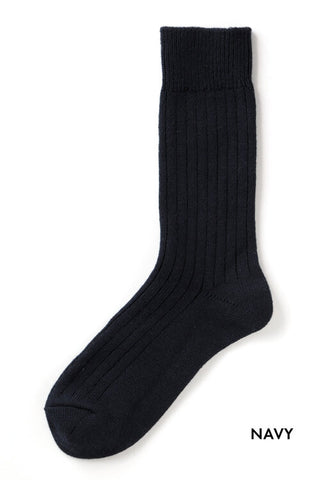Navy Cotton Wool Business Socks Made in Japan by Rototo