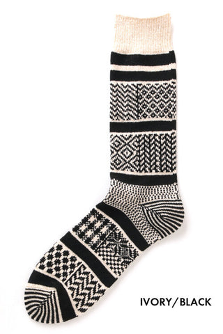 Nordic Scandinavian inspired Black Jacquard Rototo Socks