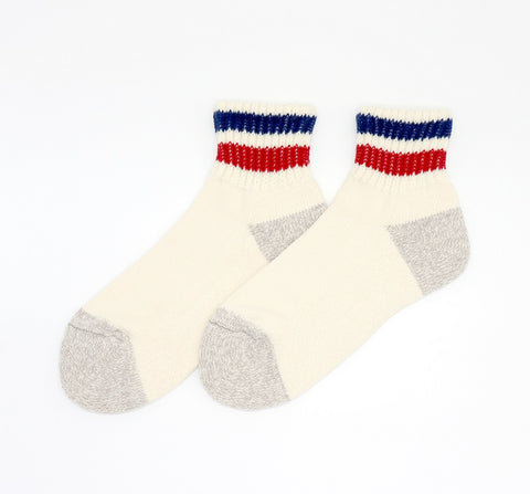Blue and Red Stripes Old School Ribbed Ankle Socks by ROTOTO