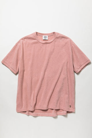 Unisex Pink Organic Cotton T Shirt Sustainable Pile Knit by Thing Fabrics Made in Japan