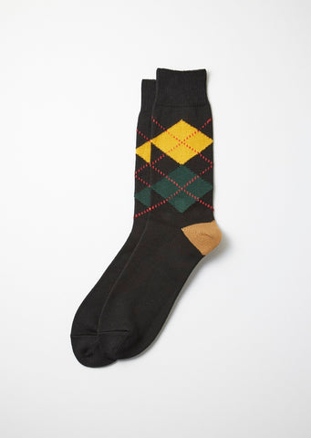 Rototo Argyle Crew Socks Organic Cotton