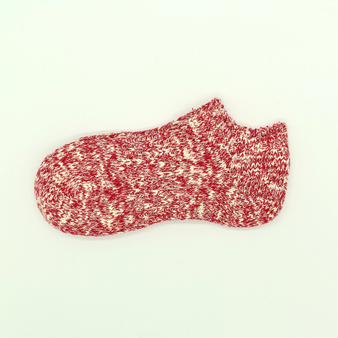 Slub Nep Sneaker Socks in Red Cotton and Hemp