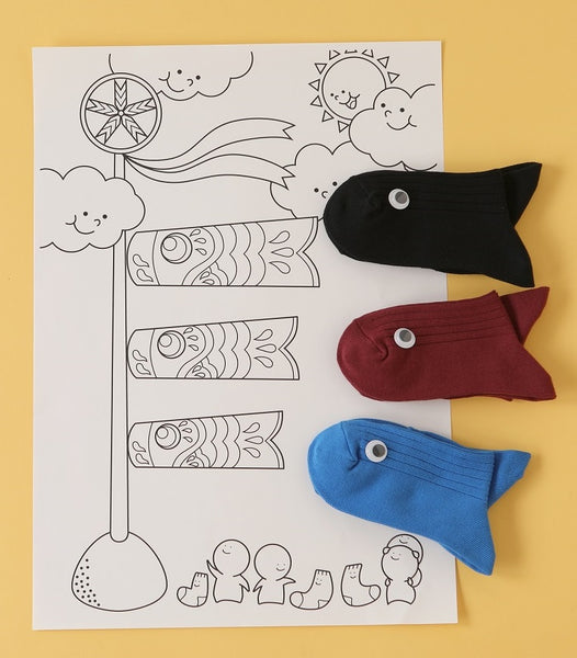 Kids Colouring Gifts Set with 3 Socks Tabio Japan
