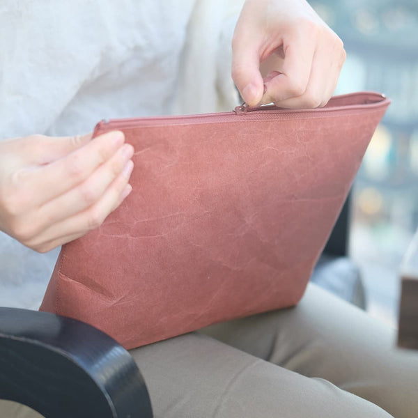 Reusable Water Resistant Paper Clutch with Zip