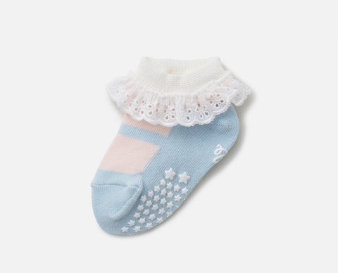 Blue Baby Socks with Frill Made in Cotton by Tabio Japan