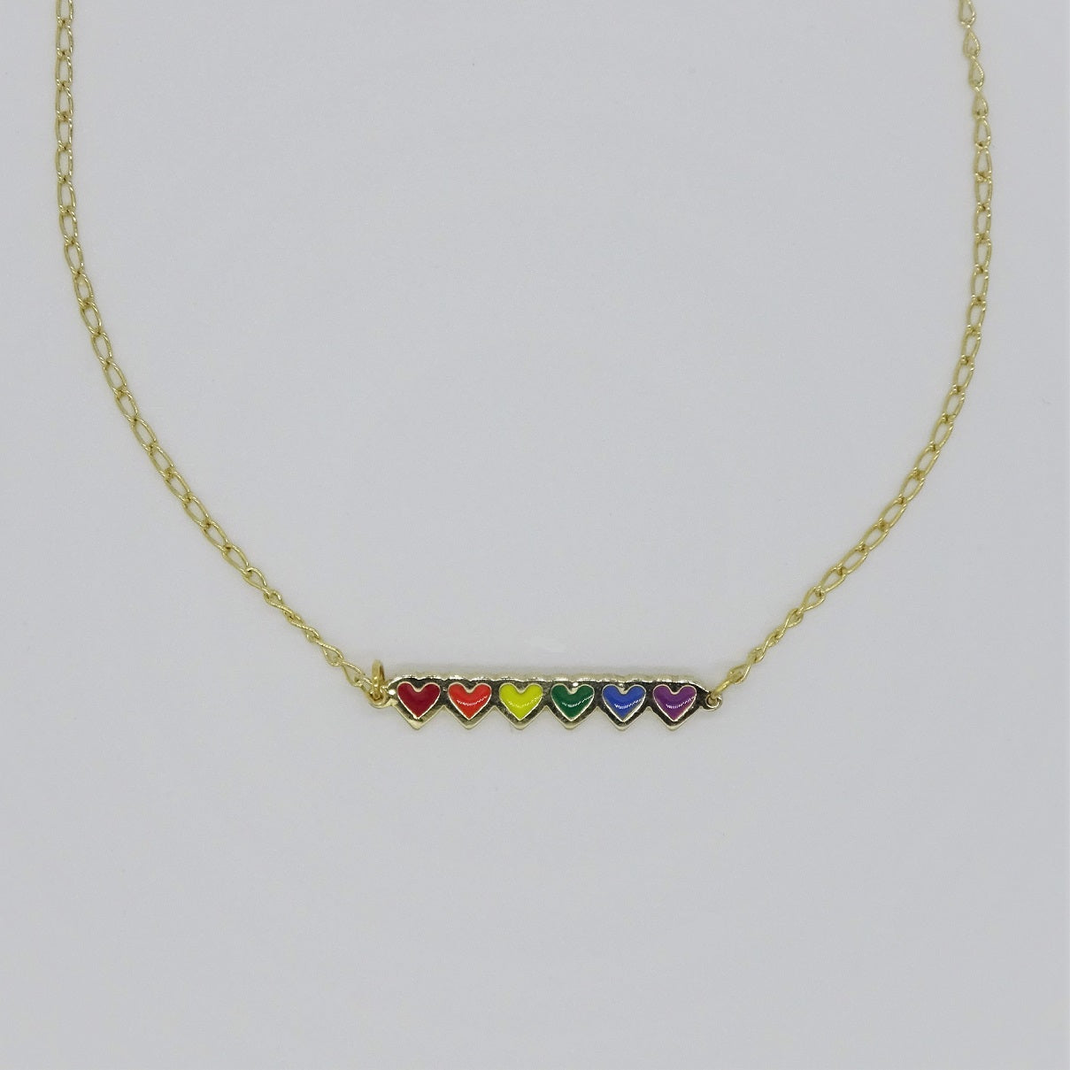 Rainbow Hearts 18k Gold Plated Necklace