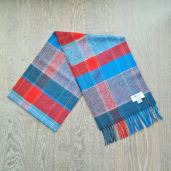 Sustainable Cashmere Scarves Gelau Australia Blue and Red Check EveryYarn