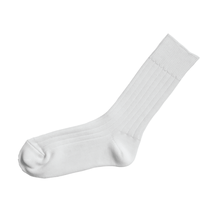 Praha Egyptian Cotton Ribbed Crew Socks - Off White