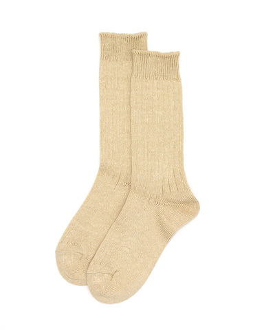 Rototo Linen Cotton Raw Beige Crew Socks