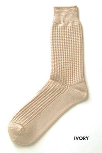 Rottoto Cotton Waffle Ivory Crew Socks