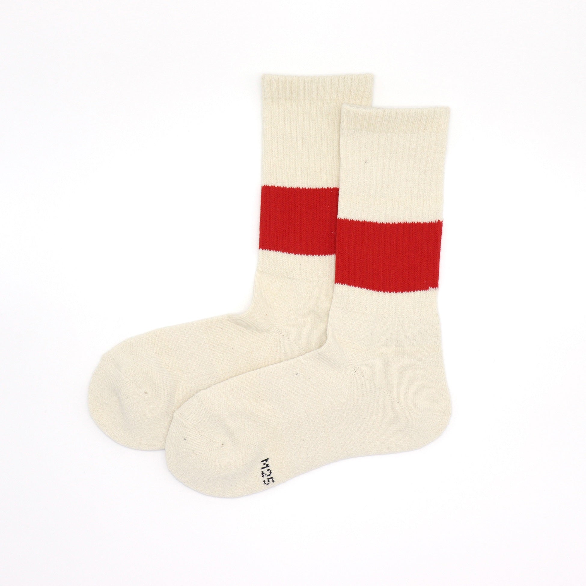 Organic Cotton and Silk Cushion Pile Socks Scarlet Stripe