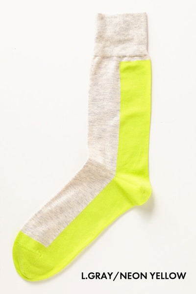 Grey Neon Yellow Cotton Socks by Rototo