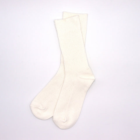 White Ribbed Socks by ROTOTO in Recycled Cotton