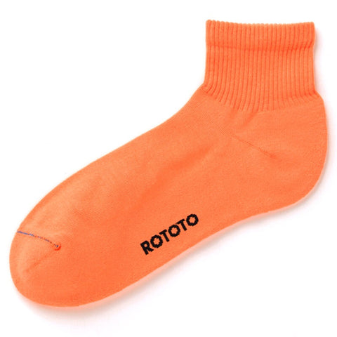 Rototo Orange Organic Cotton Fine Pile Ankle Socks