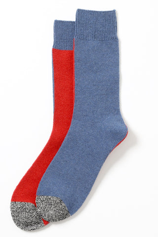 Blue & Red Unisex Crew Wool Socks Made in Japan by ROTOTO