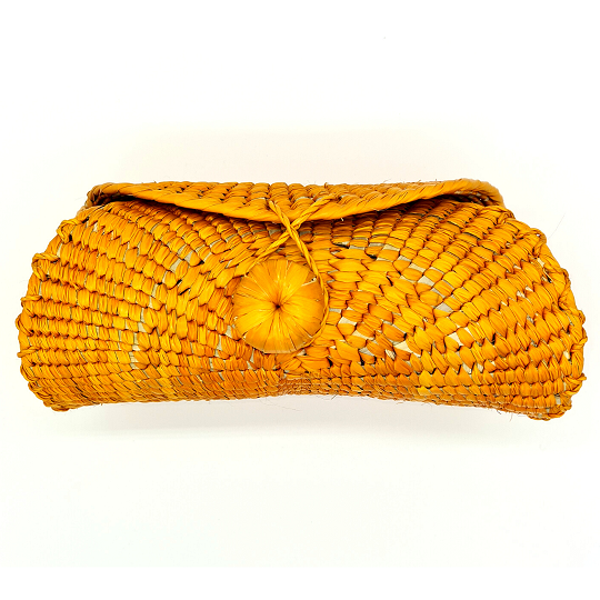 Taco Roll Woven Palm Handbag with Strap