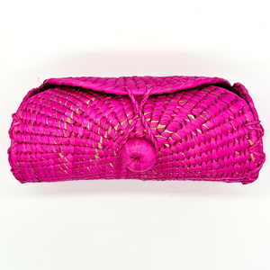 Taco Roll Woven Palm Handbag with Strap