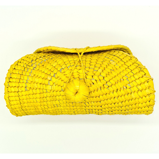Yellow Taco Roll Bag Woven Palm